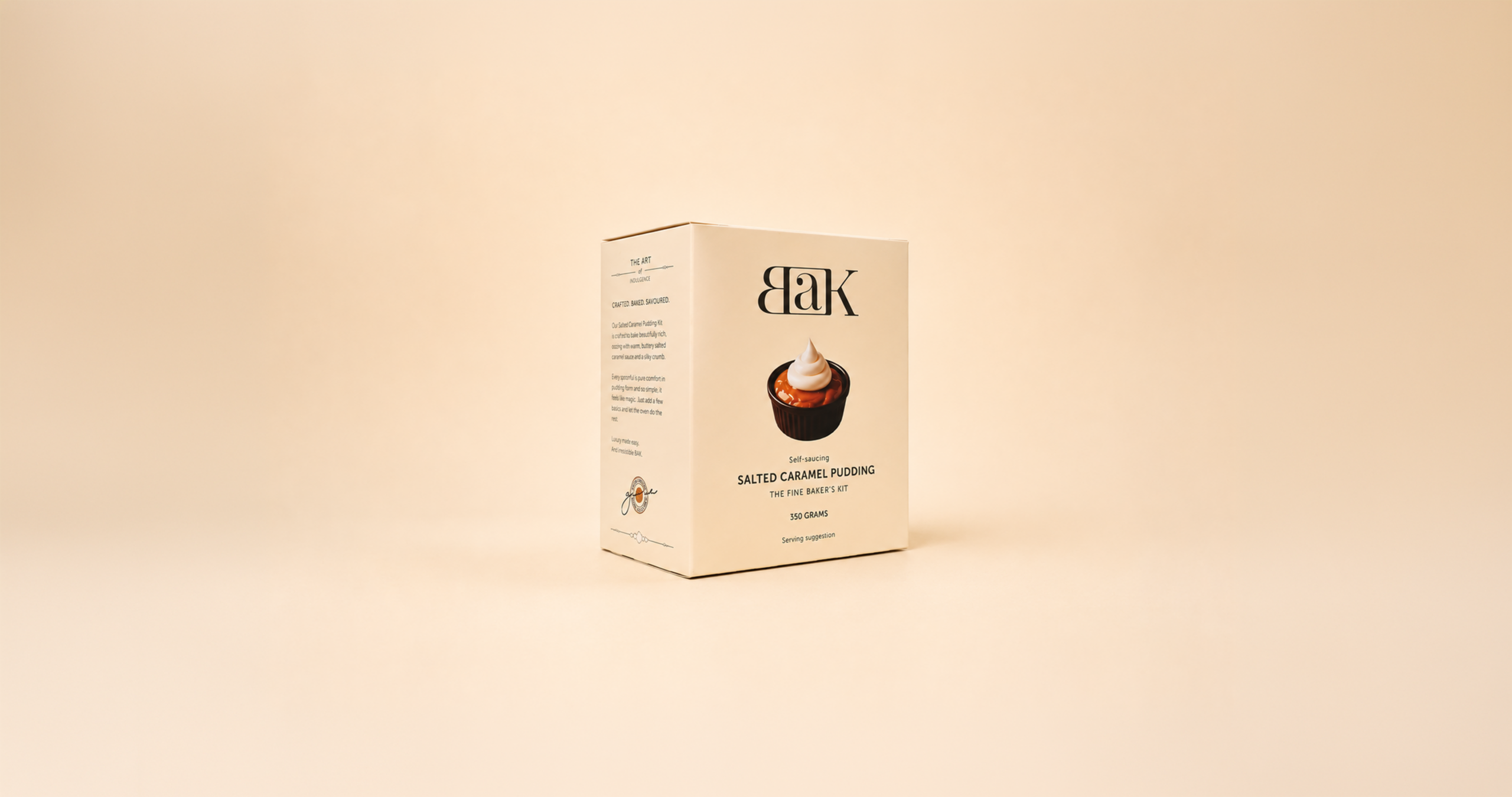 BAK salted caramel pudding mix packaging