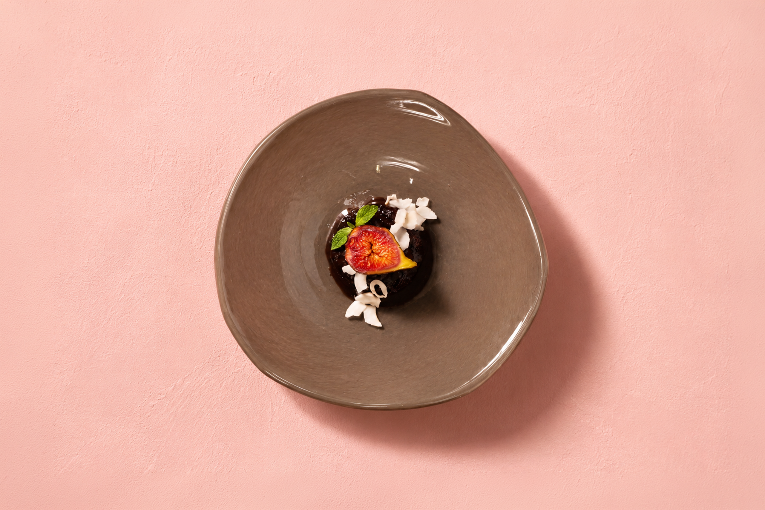 Overhead view of BAK chocolate pudding